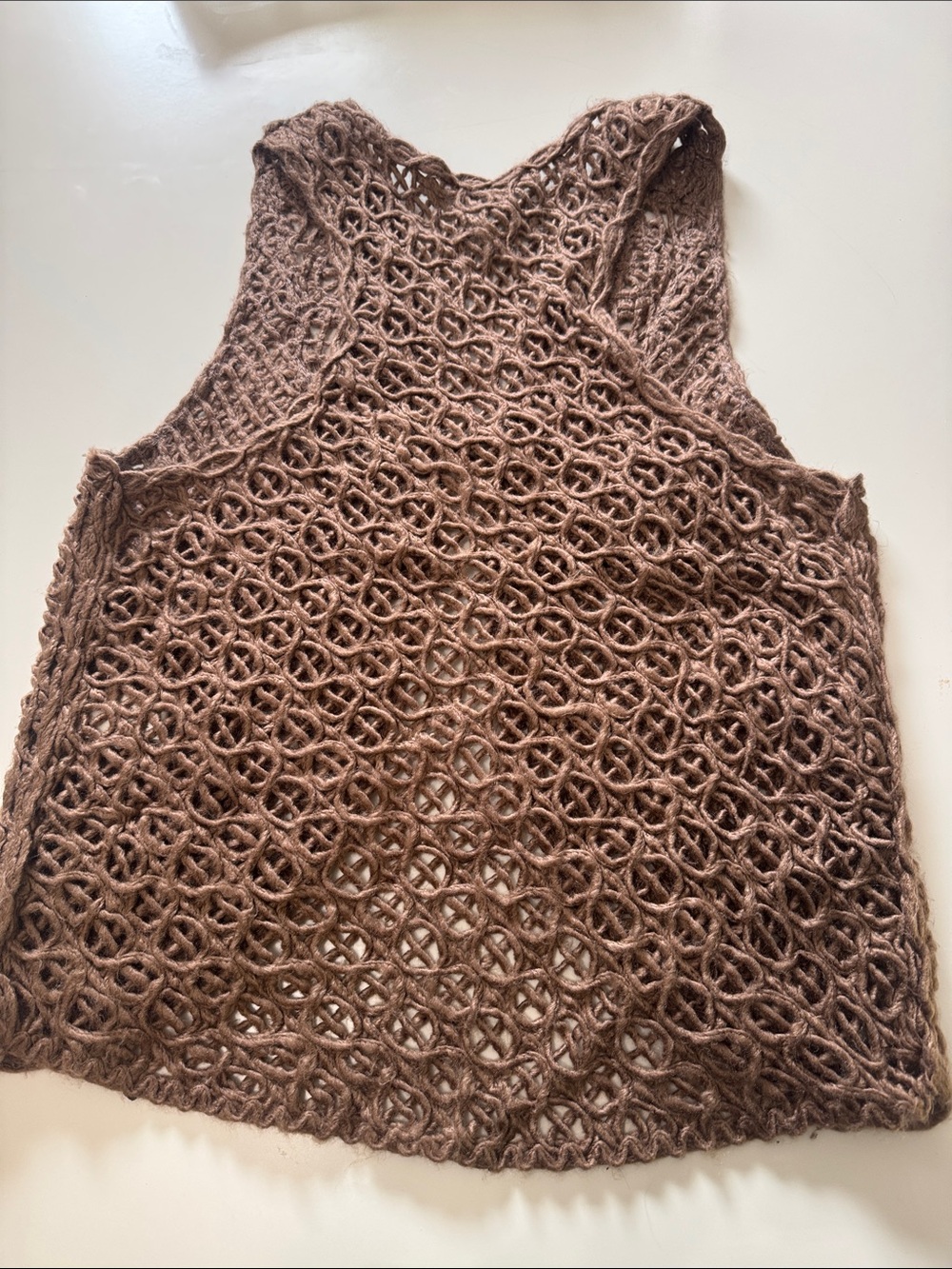 Scrapbook Brown Crochet Vest with Bead Trim - Picture 7 of 7